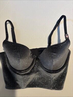 Victoria’s Secret Longline Black Shimmer Bra Top - 34 C